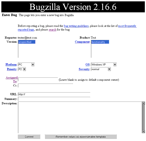 Создание нового бага в Bugzilla