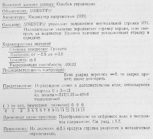 Заполненный формуляр для выходного элемента данных